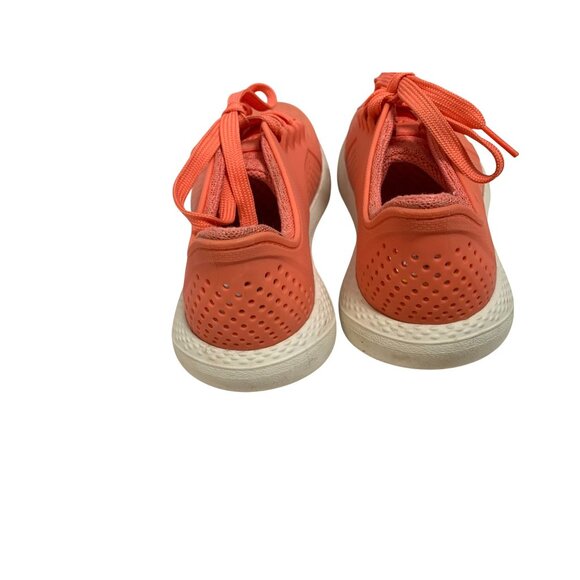 CROCS Womens Size 7 Orange Lace Tie Up Shoes Sneakers Lite Ride Pacer Coral - Picture 4 of 6